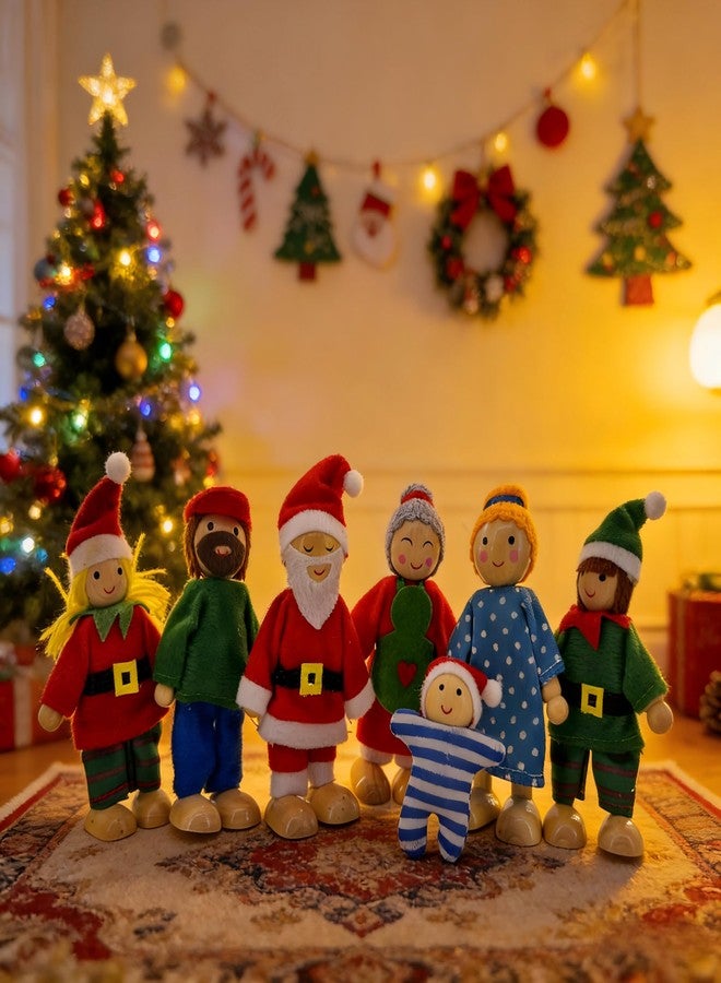 HYSTYLE 7 Pack Wooden Dollhouse Family Dolls Pretend Play Figures, Family Role Play Pretend Play People Figures - Image 5