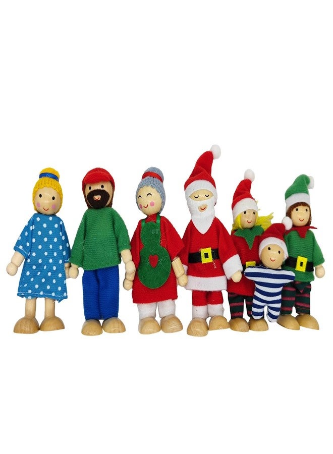 HYSTYLE 7 Pack Wooden Dollhouse Family Dolls Pretend Play Figures, Family Role Play Pretend Play People Figures - Image 3
