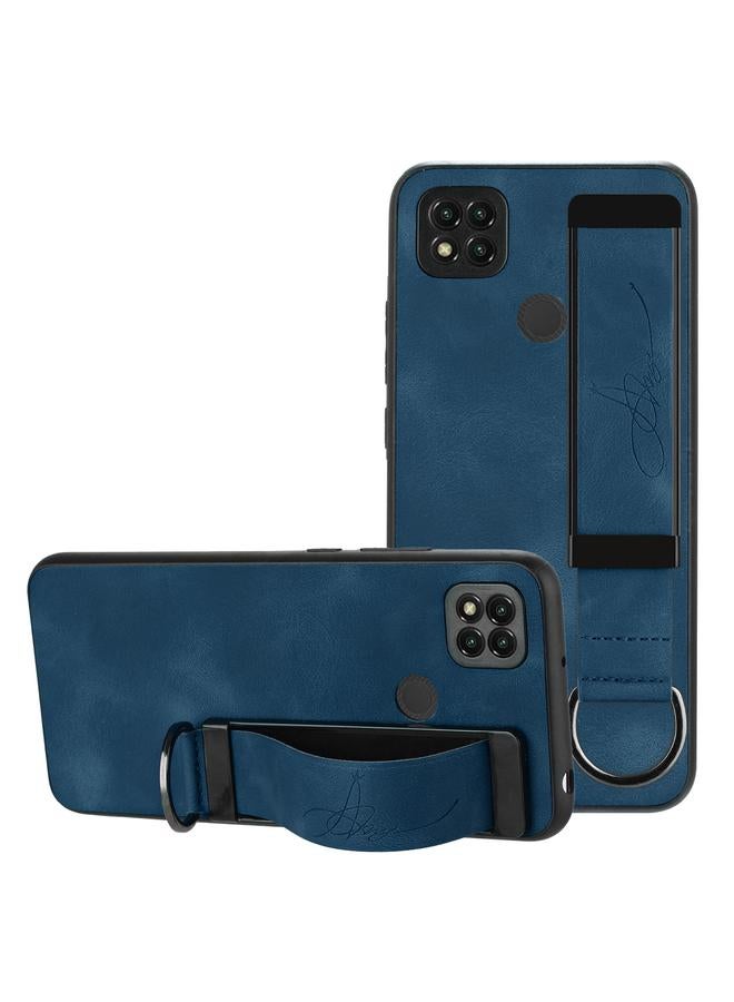 Case For Xiaomi Redmi 9C Wristband Holder Leather Back Phone Case