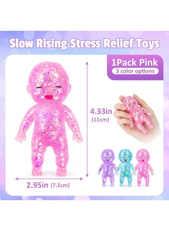 Yalla Pick 3 Pcs Slow Rise Squishy Toys, Soft Pressure Relief Balls for Adults Kids, Sensory Squeeze Animals with Sparkly Surface, Anxiety Calming Fidget for Office School Travel Gift - Image 2