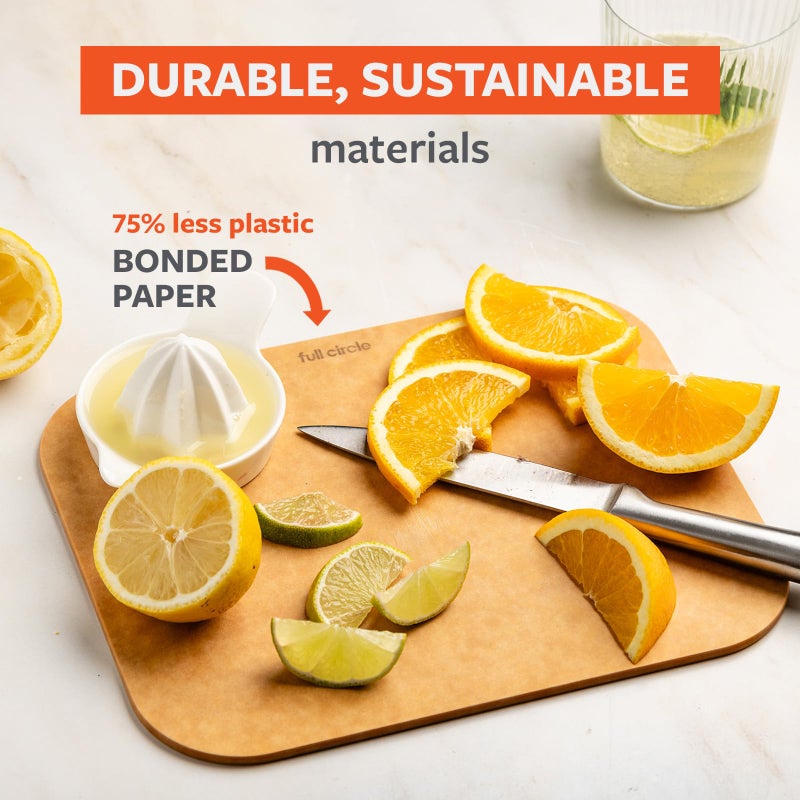 Full Circle Chop To It Quick Prep Cutting Board â€“ Small Size 8x10" â€“ Dishwasher Safe, Reversible & Lightweight, Naturally Bonded Kraft Paper - Image 3