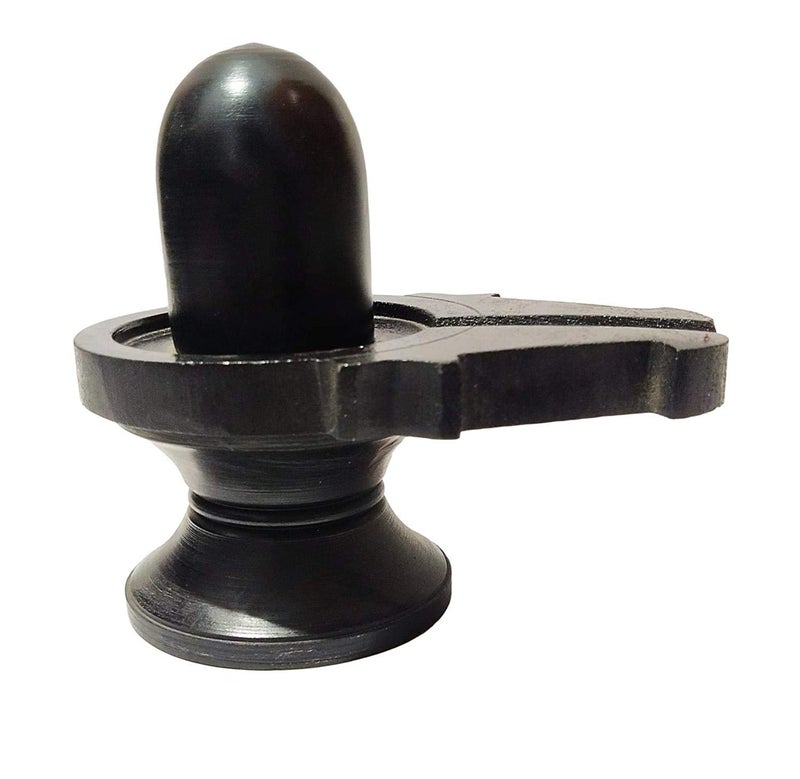athizay Stone Shivling Statue Made up of Gorara Stone Handcrafted Shiva Lingam Available in Black and Grey in Different Sizes (11.2 cm Black Polish) - Image 2