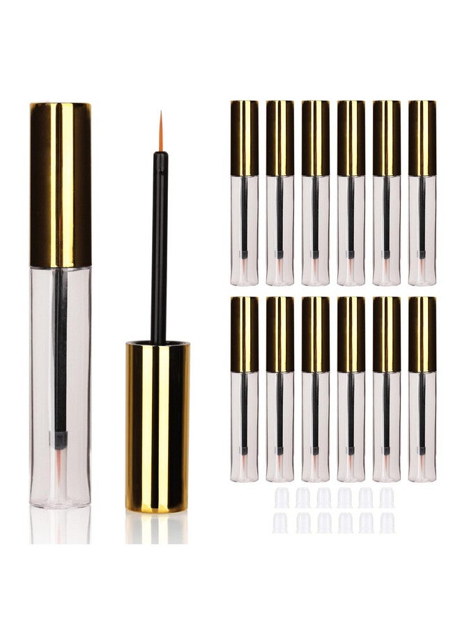 COSIDEA 12Pcs Empty Plastic Gold 10Ml Eyeliner Tubes Packing Vials Bottle Containe Eyeliner Brush Applicator For Diy Eyelash Growth Oil - Image 1