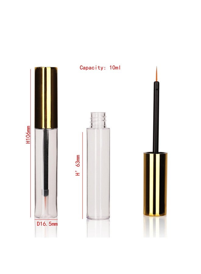 COSIDEA 12Pcs Empty Plastic Gold 10Ml Eyeliner Tubes Packing Vials Bottle Containe Eyeliner Brush Applicator For Diy Eyelash Growth Oil - Image 2