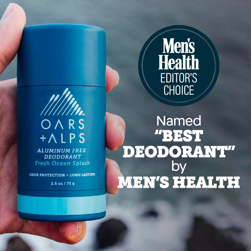 Oars + Alps Deodorant for Men & Women, Aluminum Free Deodorant for Men, Dermatologist Tested, Clean Ingredients, Non Toxic, Vegan, Long Lasting, Odor Protection, Fresh Ocean Splash, 1pk, 2.6oz - Image 2