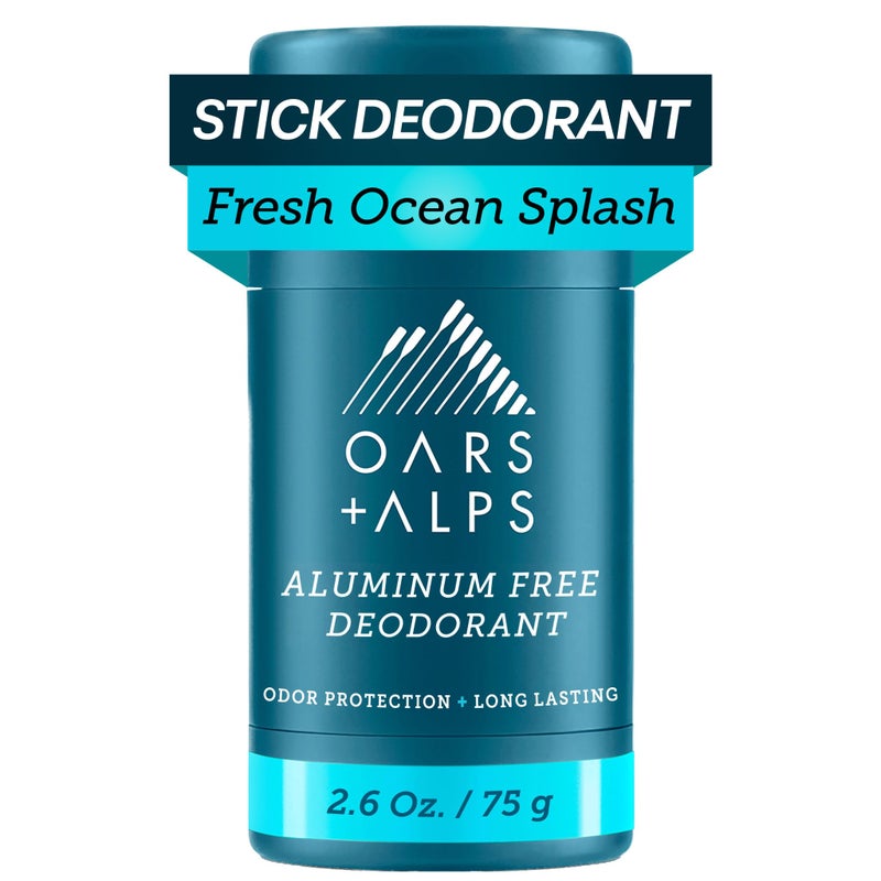 Oars + Alps Deodorant for Men & Women, Aluminum Free Deodorant for Men, Dermatologist Tested, Clean Ingredients, Non Toxic, Vegan, Long Lasting, Odor Protection, Fresh Ocean Splash, 1pk, 2.6oz - Image 1