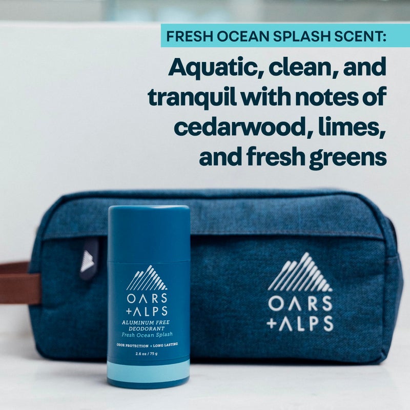 Oars + Alps Deodorant for Men & Women, Aluminum Free Deodorant for Men, Dermatologist Tested, Clean Ingredients, Non Toxic, Vegan, Long Lasting, Odor Protection, Fresh Ocean Splash, 1pk, 2.6oz - Image 5
