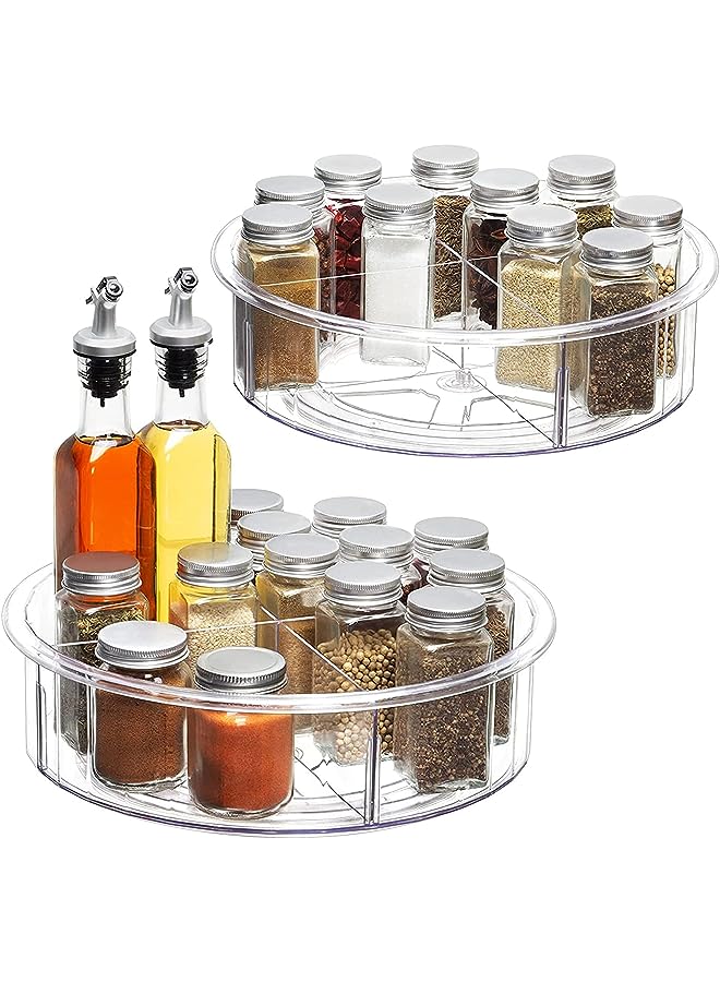 U-HOOME Susan Turntable Cabinet Organizer, U-HOOME Rotating Spice Rack Food Storage Container for Kitchen Cabinets, Pantry, Refrigerator, Countertops, Bathroom Vanity (with dividers, 1) - Image 1
