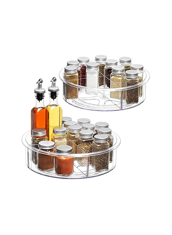 U-HOOME Susan Turntable Cabinet Organizer, U-HOOME Rotating Spice Rack Food Storage Container for Kitchen Cabinets, Pantry, Refrigerator, Countertops, Bathroom Vanity (with dividers, 1) - Image 2