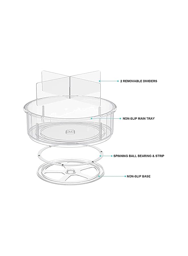 U-HOOME Susan Turntable Cabinet Organizer, U-HOOME Rotating Spice Rack Food Storage Container for Kitchen Cabinets, Pantry, Refrigerator, Countertops, Bathroom Vanity (with dividers, 1) - Image 5