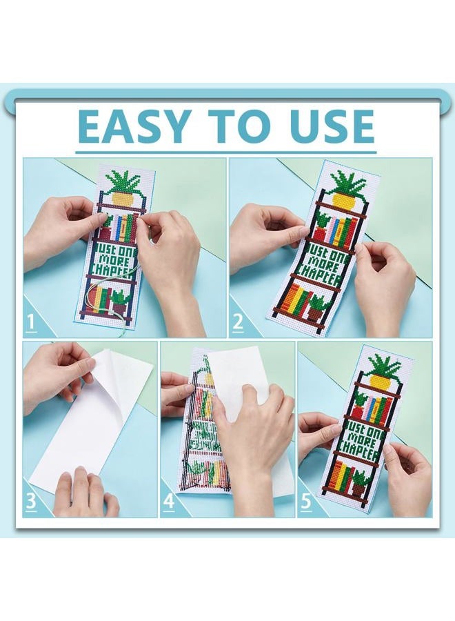 ACRNIGHEET 6PCS Cross Stitch Bookmark Kits Bookshelves Words Pattern Counted Cross Stitch Kits for Beginners Adults DIY Stamped Embroidery Bookmarks with Instructions Hand Embroidery Craft Gift - Image 4