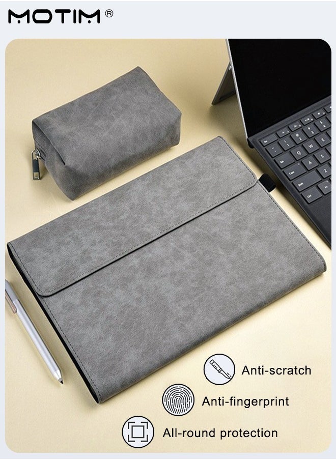 Motim - Leather Tablet Sleeve Case with Storage Bag for Microsoft Surface Pro 9/10 , 2 In 1, Protective Shell Case Cover, Multiple Angle Stand with Pen Holder, Shock Absorbing and Drop Resistant Case - Image 1