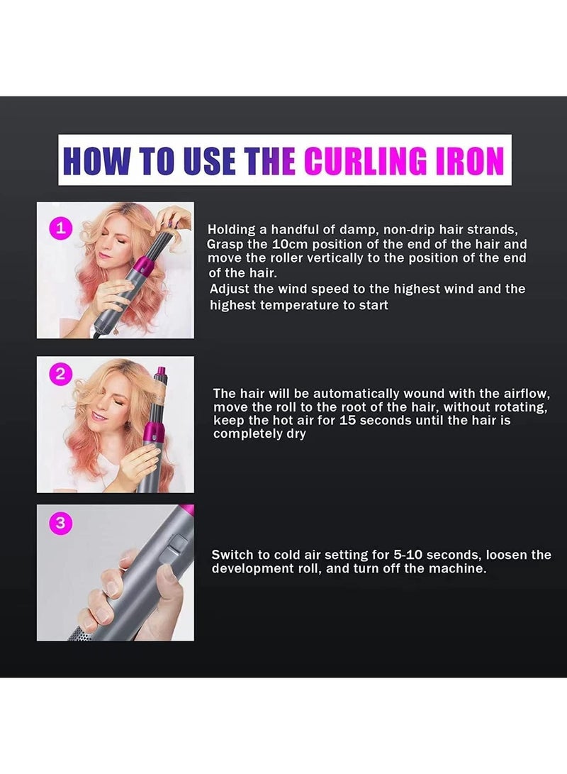 5-in-1 Hot Air Hair Dryer and Curler Tool Set – Multi-Function Hair Styler for Curling, Drying, Straightening, Volumizing, and Smoothing with Interchangeable Attachments - Image 5