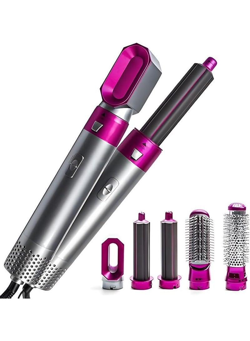 5-in-1 Hot Air Hair Dryer and Curler Tool Set – Multi-Function Hair Styler for Curling, Drying, Straightening, Volumizing, and Smoothing with Interchangeable Attachments - Image 1
