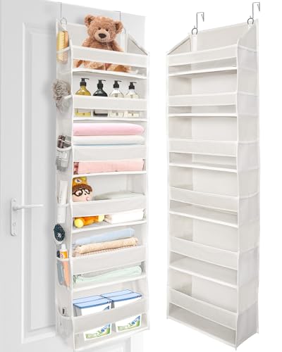 ULG Over The Door Organizer with 6 Large Pockets 12 Side Pockets 50lbs Weight Capacity Door Hanging Organizer for Bedroom Bathroom Pantry Nursery Storage Beige