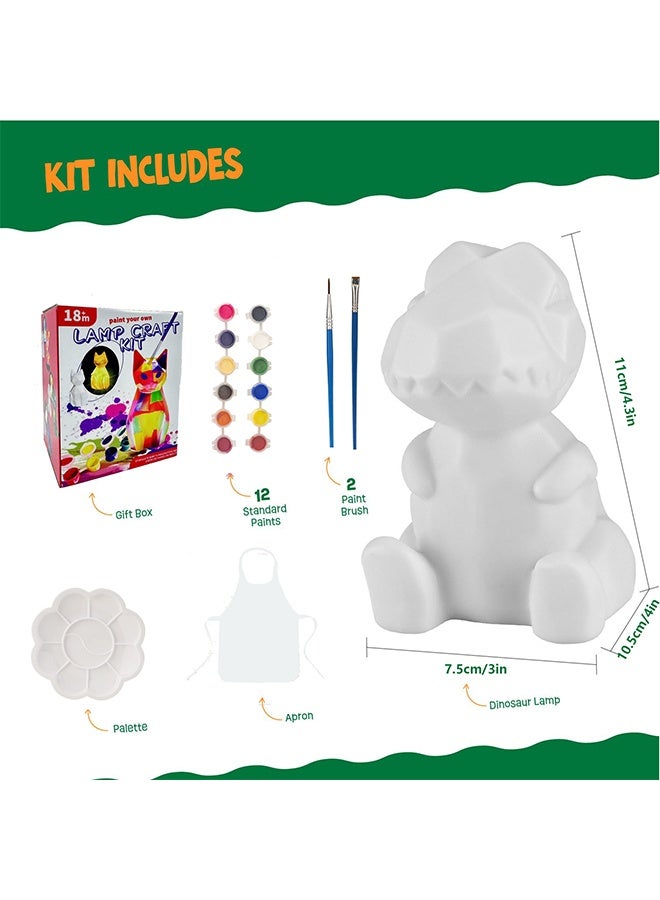 يمي مجموعة إضاءة ليلية على شكل ديناصور اصنعها بنفسك - ارسم مصباح ديناصور خاص بك باستخدام مصابيح LED، هدية فنية وحرفية للأولاد والبنات من سن 3 إلى 12 عامًا، ديكور غرفة إبداعي وهدية عيد ميلاد (12 لونًا متضمنًا) - Image 3