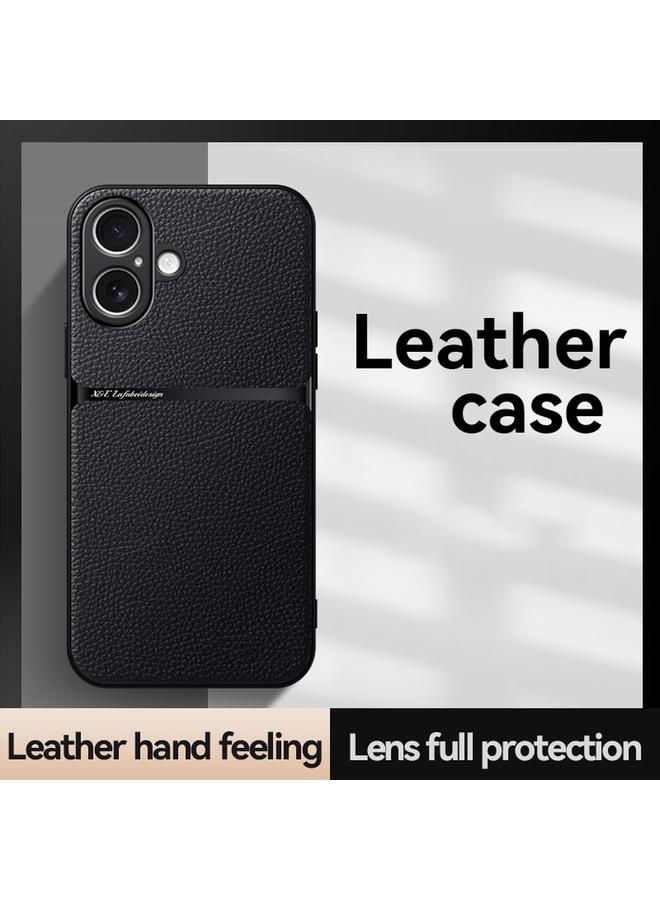 S-TOP Case For iPhone 16 Litchi Leather Magnetic Full Coverage Shockproof Phone Case - Image 2