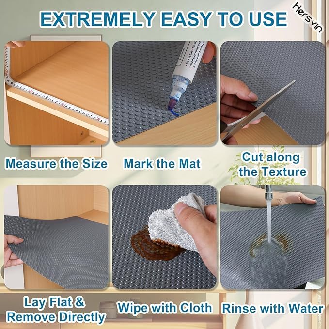 ElastPro Food Grade Washable Anti Slip Mat/Sheet for Fridge, Shelf Liner, Table, Kitchen Drawer mat (Round Dot Grey, 5 Meter) - Image 2
