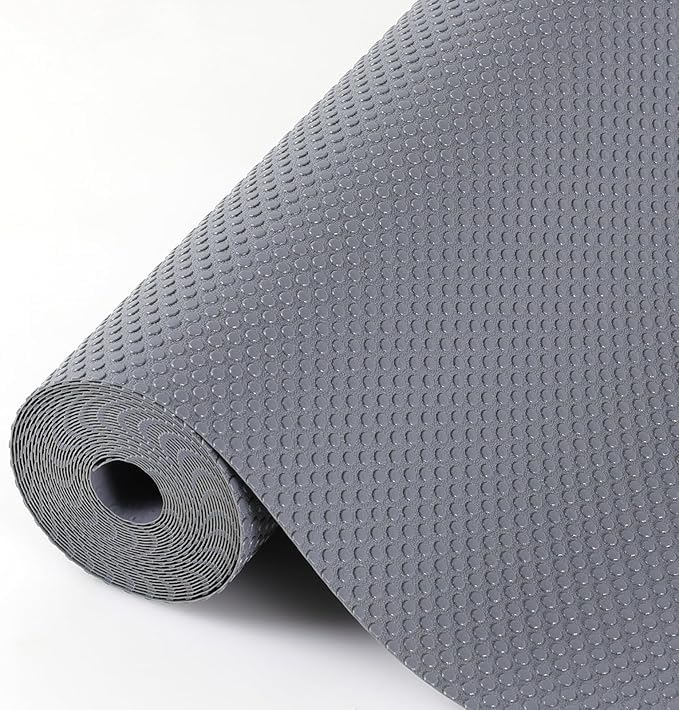 ElastPro Food Grade Washable Anti Slip Mat/Sheet for Fridge, Shelf Liner, Table, Kitchen Drawer mat (Round Dot Grey, 5 Meter) - Image 1