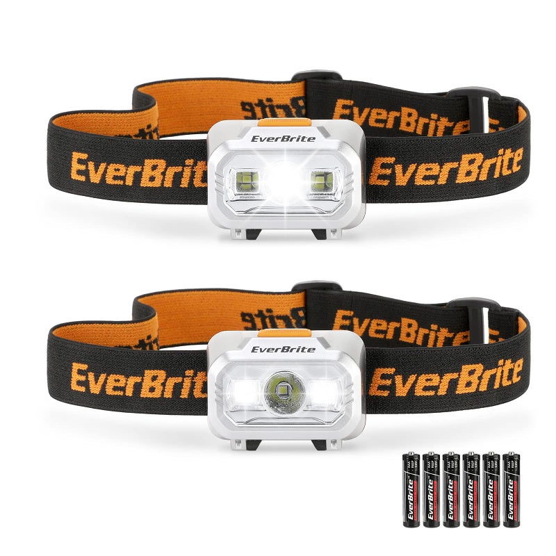 EverBrite LED Headlamp, 4 Lighting Modes, Pivoting Head with Adjustable Headband, IPX4 Water Resistant Perfect for Running, Camping, Hiking, Christmas, and Emergency, 3 AAA Battery Powered(2 Pack) - Image 1