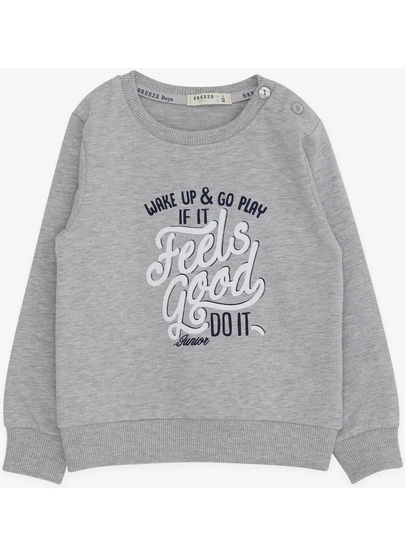 Breeze Boy's Sweatshirt Text Printed, Age 2-6, Gray Melange