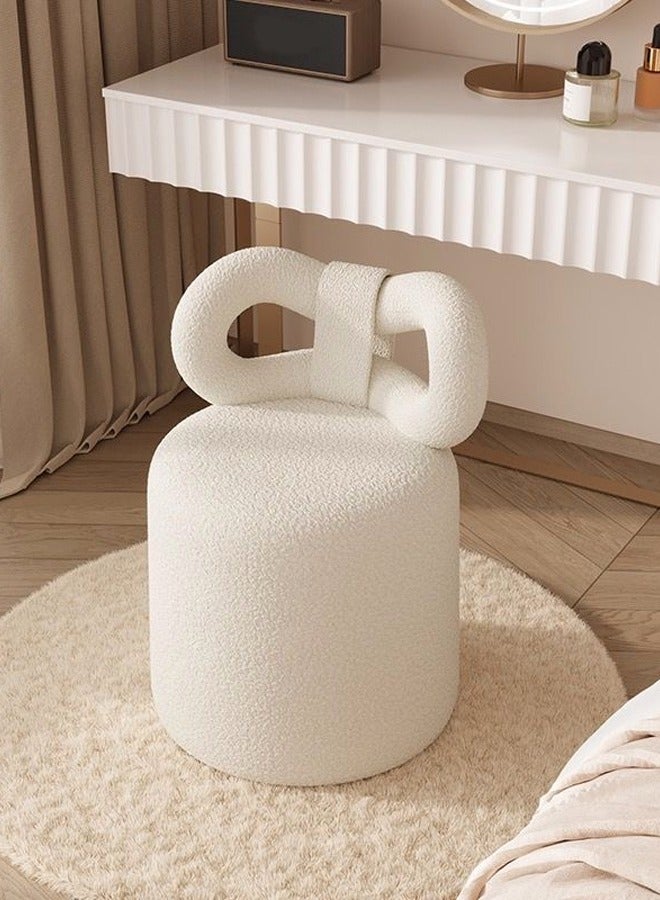 fashionhome Multipurpose Use Modern Minimalist Design Living Room Chair Comfortable Fur Wrapped Makeup Stool with Bow Shaped Ergonomic Backrest Decorative Chair for Bedroom Living Room 46x43x68 cm - Image 1