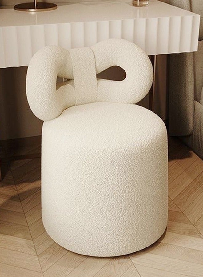 fashionhome Multipurpose Use Modern Minimalist Design Living Room Chair Comfortable Fur Wrapped Makeup Stool with Bow Shaped Ergonomic Backrest Decorative Chair for Bedroom Living Room 46x43x68 cm - Image 3
