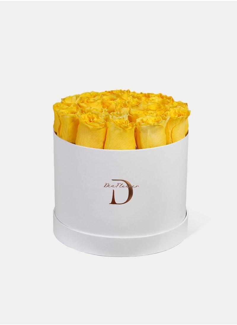 Dia FLOWER - FRESH YELLOW ROSES ROUND BOX MEDIUM - Image 1