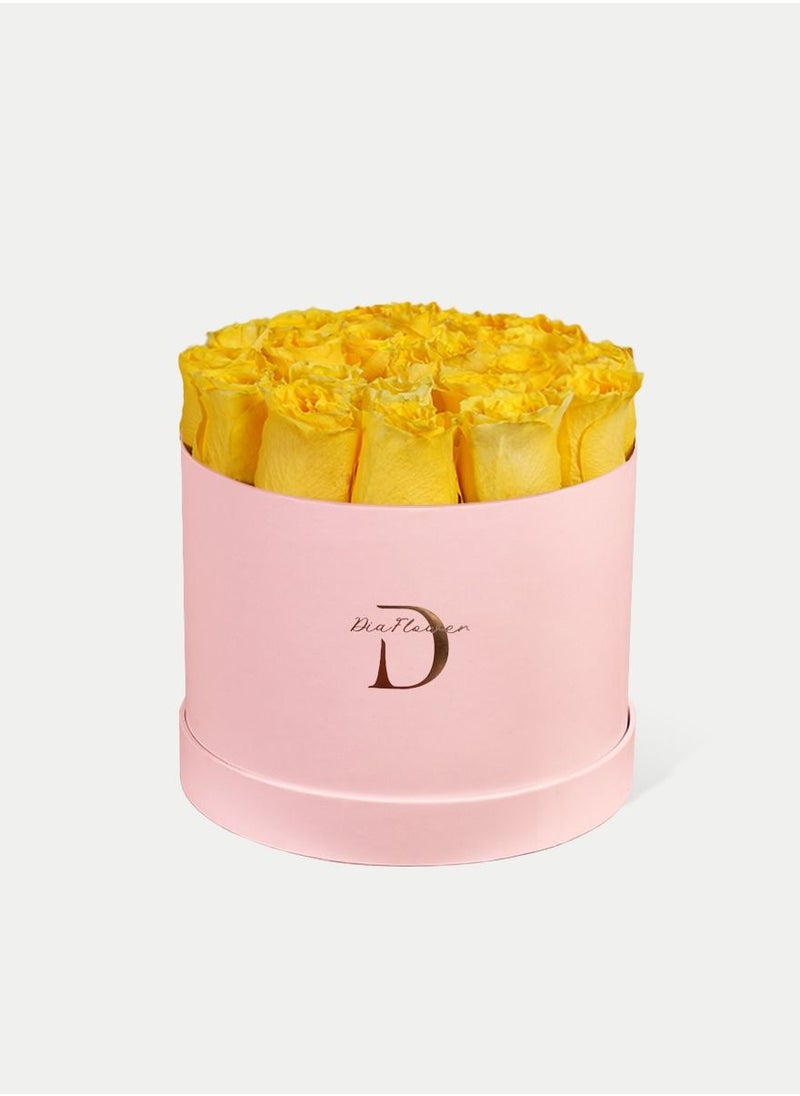 Dia FLOWER - FRESH YELLOW ROSES ROUND BOX MEDIUM - Image 1