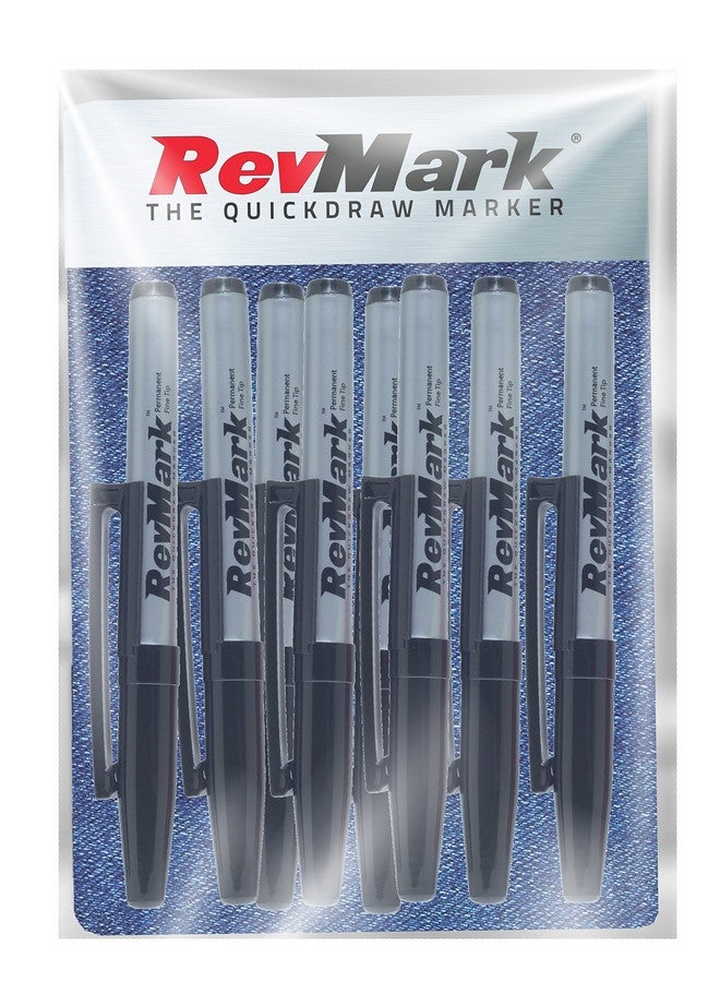 RevMark Industrial Marker - Black Permanent Ink - Standard Tip - 8 Pack (Made In The Usa) (Black)  - Image 1