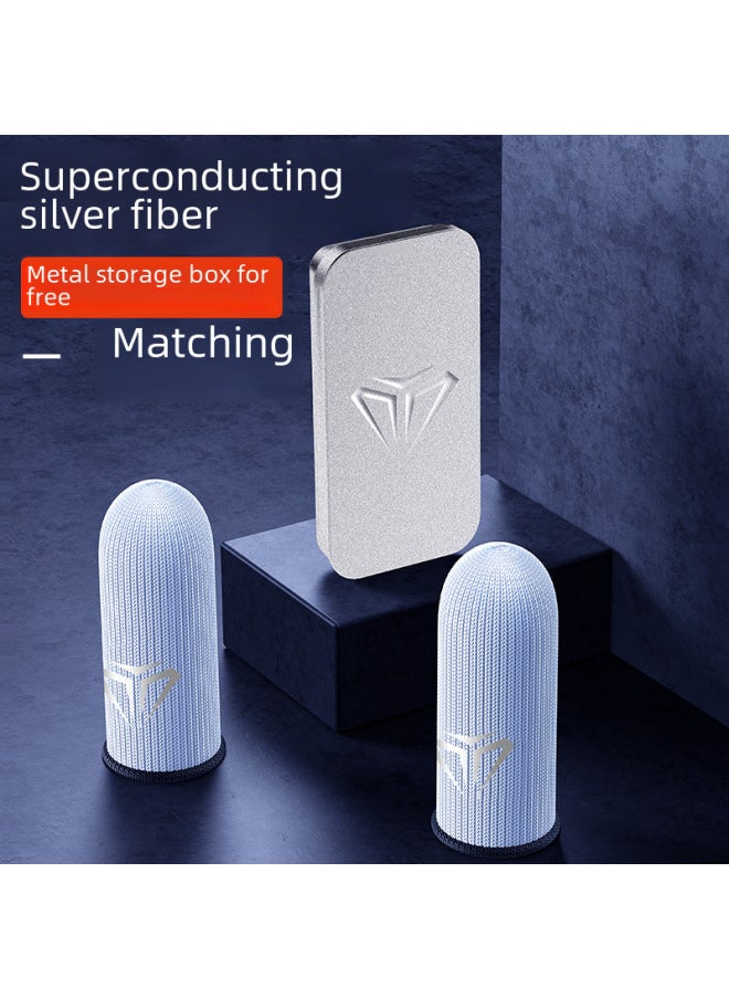 General Game Finger Cover Chicken Finger Cover Glass Silver Fiber Ice Silk Gloves E-Sports Breathable Anti-Sweat Sliding Gloves-Product Color:【Luxury Metal Box】 Finger Sleeve Storage Box  - Image 2