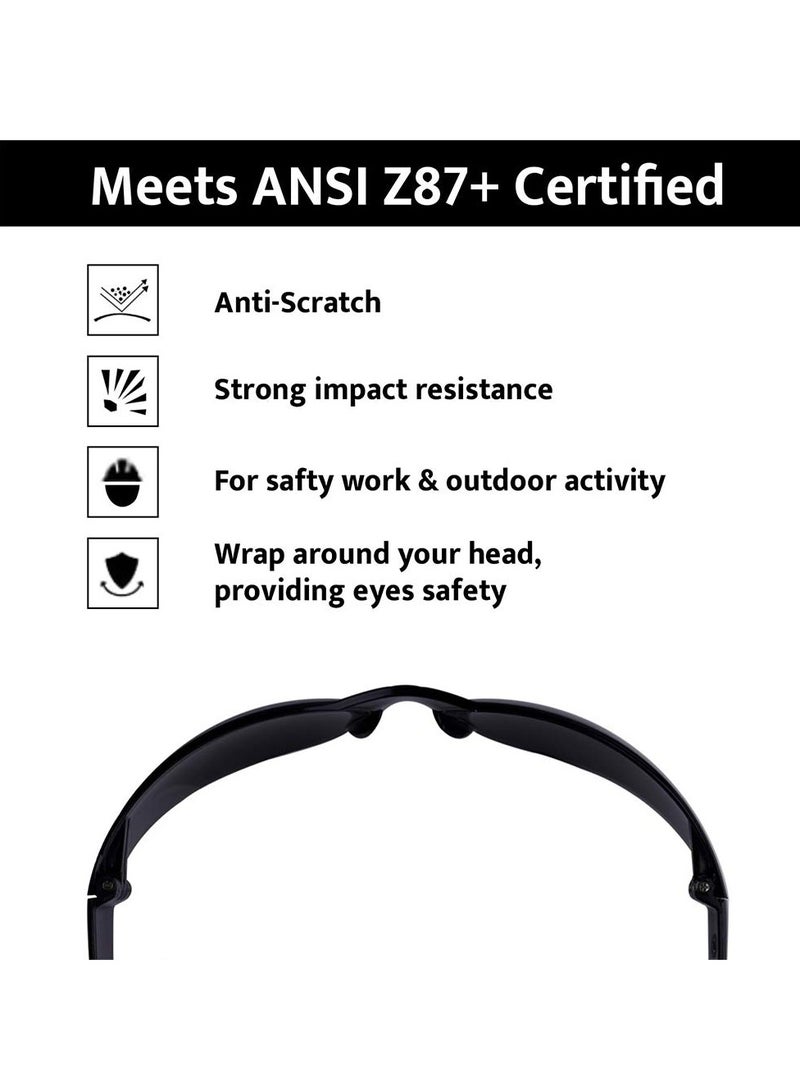 Cobest 12 Pairs of Tinted Safety Glasses - Impact Resistant Protective Eyewear for Laboratory, Construction, Gardening, Industrial Safety, and Craft Use - Clear Safety Goggles Included - Image 5