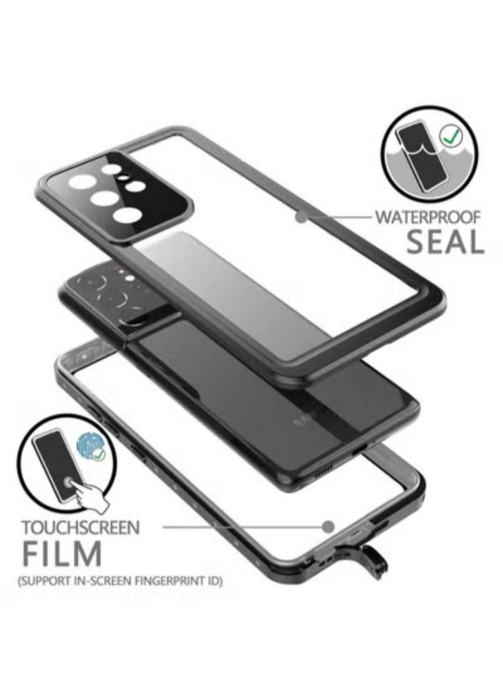 Galaxy S21 Ultra Waterproof Case Built-in Screen Full-Body Protector with Floating Strap IP68 Waterproof Case for Galaxy S21 Ultra 6.8 inch Case