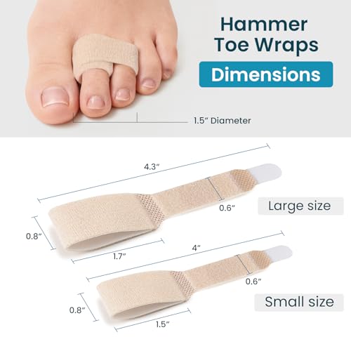 Kimihome Hammer Toe Corrector for Women & Men - Reusable Fabric Broken Toe Wraps - Hammertoe Straightener - Toe Splints for Bent, Curled, Crooked, Claw Toes (4 Large + 4 Small, Beige) - Image 2