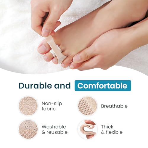 Kimihome Hammer Toe Corrector for Women & Men - Reusable Fabric Broken Toe Wraps - Hammertoe Straightener - Toe Splints for Bent, Curled, Crooked, Claw Toes (4 Large + 4 Small, Beige) - Image 3