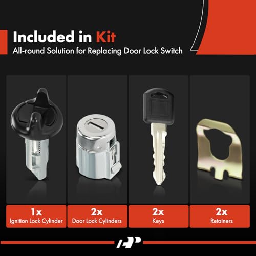 A-Premium Door Lock Cylinder with Key Set Compatible with Chevy Silverado, Tahoe, C1500, C2500, C3500, K1500, K2500, K3500, Suburban 1500 & GMC Yukon, C1500 C2500 K1500 K2500 Suburban, 1995 1996 1997 - Image 4