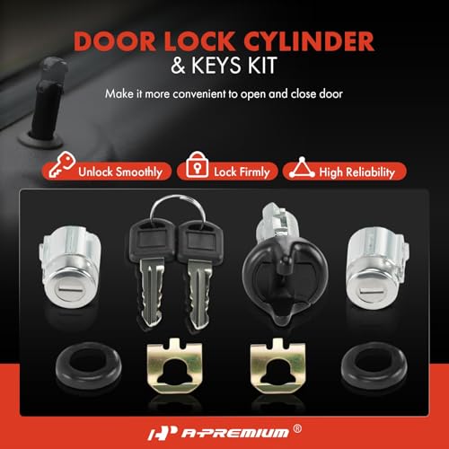 A-Premium Door Lock Cylinder with Key Set Compatible with Chevy Silverado, Tahoe, C1500, C2500, C3500, K1500, K2500, K3500, Suburban 1500 & GMC Yukon, C1500 C2500 K1500 K2500 Suburban, 1995 1996 1997 - Image 2