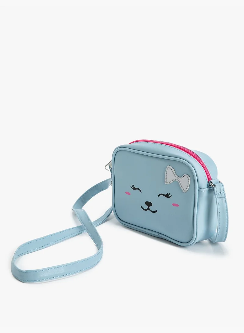 KOTON Mini Crossbody Bag Gleamy Cat Printed Detail