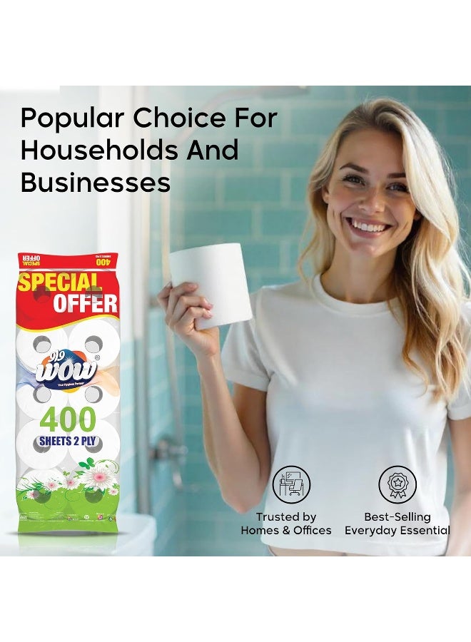 WOW ورق تواليت WOW مزدوج الطبقة - 400 ورقة لكل لفة، 60 لفة - Image 4