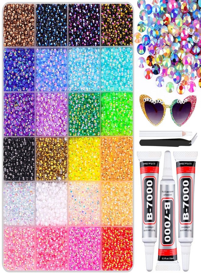 BELLEBOOST 24000 Pieces Resin Rhinestones with Jewelry Glue B7000 for Crafts, Multicolor 3mm Non-Iron on Gems, Dazzling Crystal for Crafts, Clothes, Cups, - Image 1