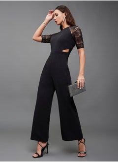 Lace Insert Round Neck Wide Leg Jumpsuit with Cut-Out Detail - pzsku/ZD43C9C138C542FFD28F2Z/45/_/1740664457/3641a3af-5078-45f3-8abc-9e0e6a94acbd