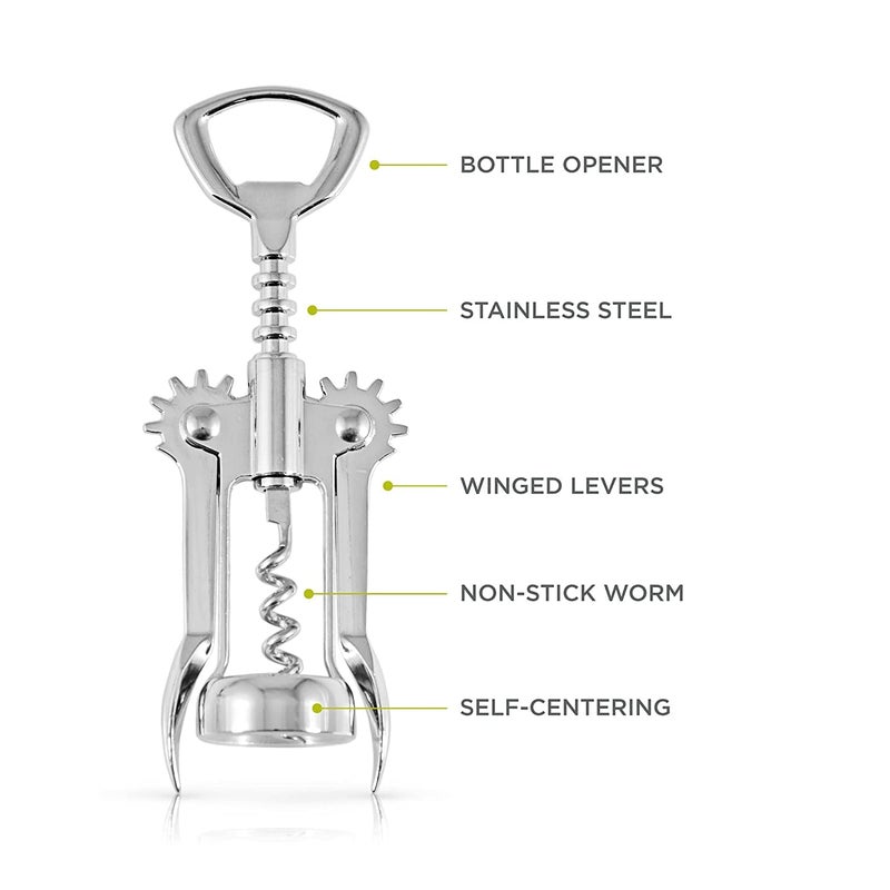 REETIK FASHION HUB REETIK FASHION HUB 1 Psc Wing Corkscrew Wine Beer Bottle Opener Wine Corkscrew for all Cork Stoppered and Beer Cap Bottles Used in Kitchen Chateau Restaurant Bars for Wine Enthusiast Waiters Silver - Image 2