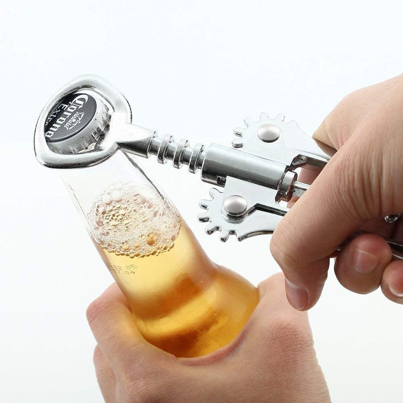 REETIK FASHION HUB REETIK FASHION HUB 1 Psc Wing Corkscrew Wine Beer Bottle Opener Wine Corkscrew for all Cork Stoppered and Beer Cap Bottles Used in Kitchen Chateau Restaurant Bars for Wine Enthusiast Waiters Silver - Image 5
