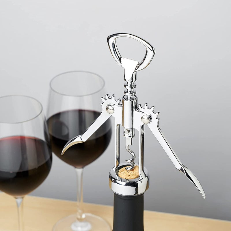 REETIK FASHION HUB REETIK FASHION HUB 1 Psc Wing Corkscrew Wine Beer Bottle Opener Wine Corkscrew for all Cork Stoppered and Beer Cap Bottles Used in Kitchen Chateau Restaurant Bars for Wine Enthusiast Waiters Silver - Image 4