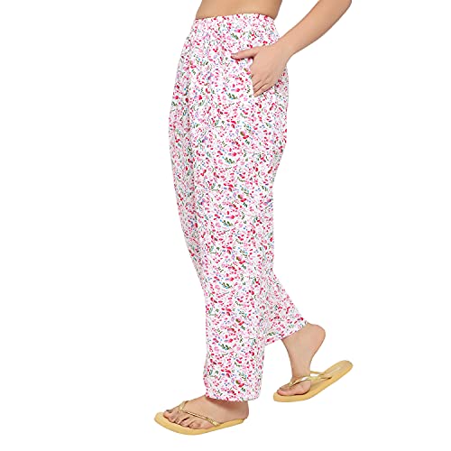 CIERGE Women's Cotton Casual Style Printed Pyjama/Track Pant Lower (Pink & Green; Free Size) Pack Of 2 Relaxed - Image 3