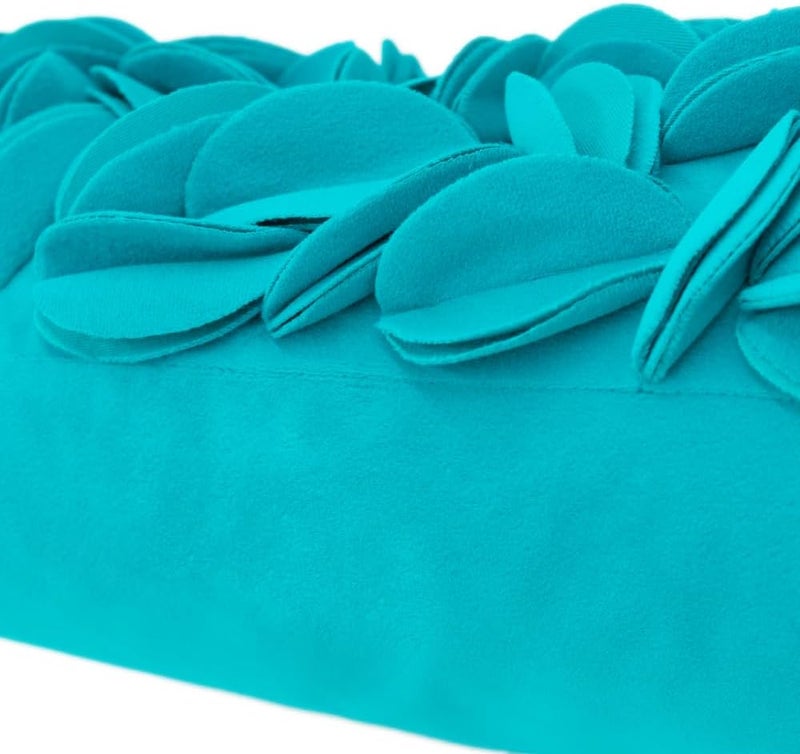 KINGROSE 3D Flower Pillow Case Handmade Decorative Throw Pillow Cover Solid Rectangular Cushion Cover for Sofa Couch Bed Living Room 12 x 20 Inches Wool Dark Cyan - Image 4