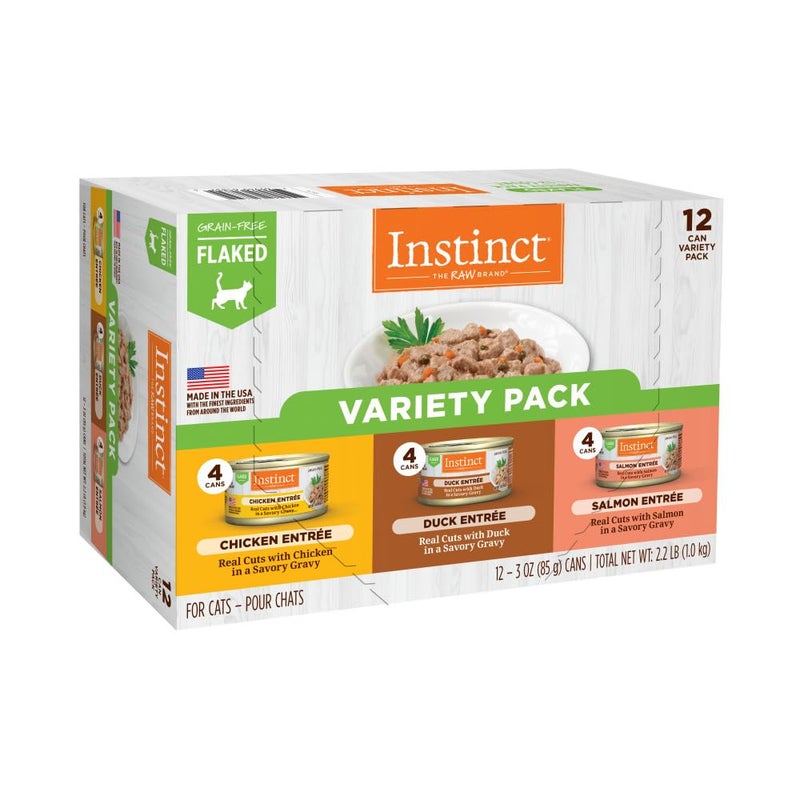 Instinct Flaked Entrée Wet Canned Cat Food - Variety Pack, 3 oz. Cans (Pack of 12) - Image 1