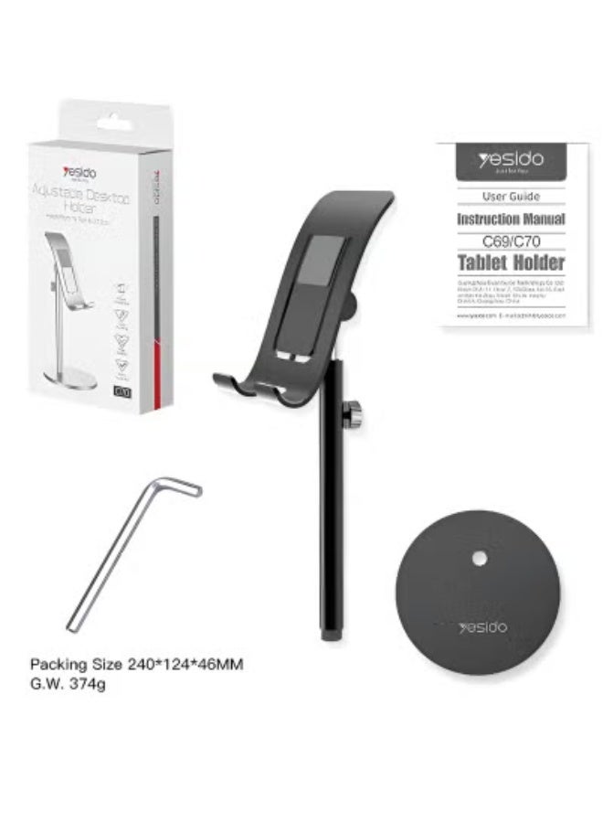 Yesido حامل الهاتف المحمول والتابلت القابل للتعديل للمكتب - حامل هاتف وتابلت مصنوع من سبائك الألمنيوم المتينة مع توافق عالمي - تصميم مستقر وقابل للطي ومضغوط لمكالمات الفيديو بدون استخدام اليدين، القراءة، الألعاب، والعمل - دعم محمول وموفر للمساحة للأجهزة المحمولة - Image 5