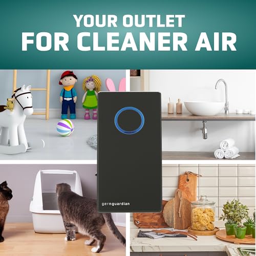 GermGuardian Germ Guardian GG1100B 7” Pluggable Small Air Purifier, Small Room Wall Air Sanitizer, Freshens Air, UV-C Light Kills Germs, Reduces Odors From Pets, Cooking, Mold, GermGuardian, 1-Yr Wty (Black) - Image 5