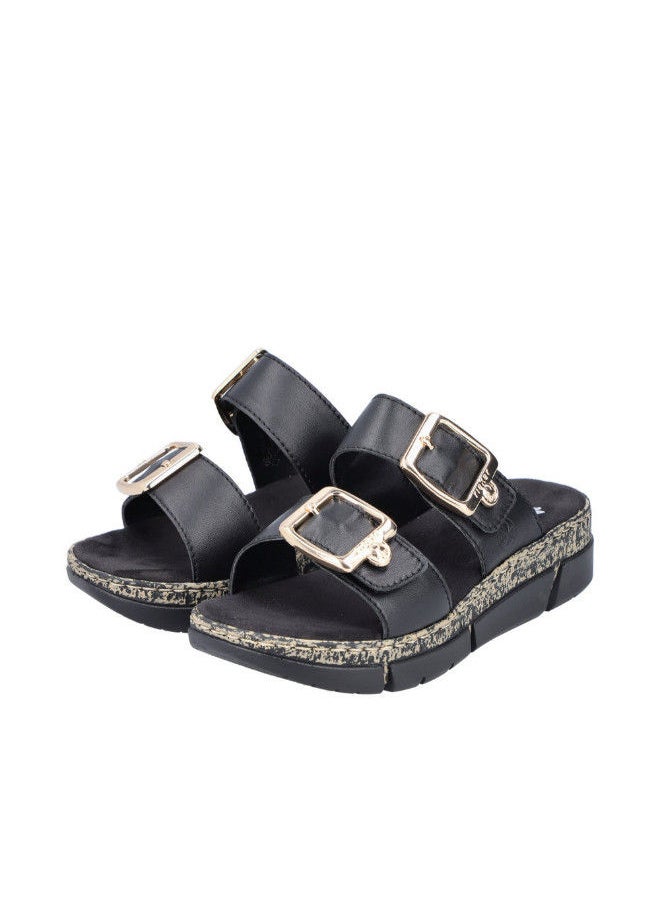 rieker - Rieker Ladies Casual Sandals V2372-00 Lugano Black 116-1142 - Image 1